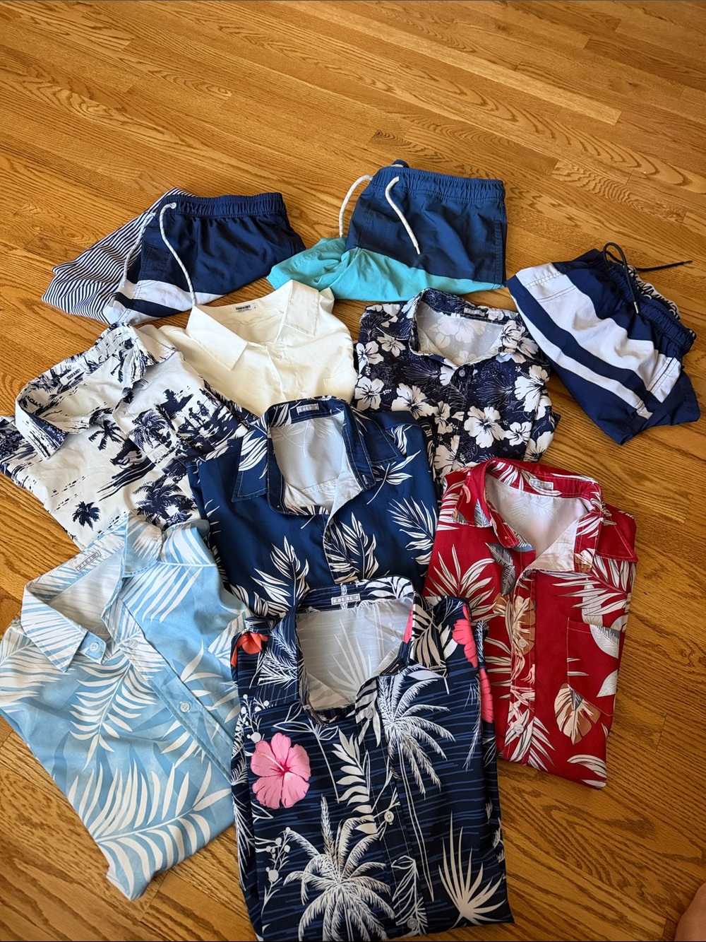 Men’s Cruise Wardrobe Hawaiian Floral Tropical Shirts & Swim Trunks - Size XL